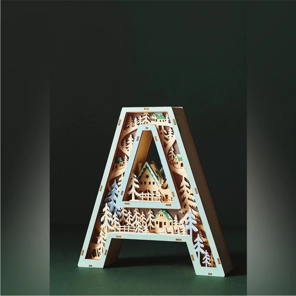 Anthropologie Monogram Wonderland Light Up Scene  Letter A NIB
